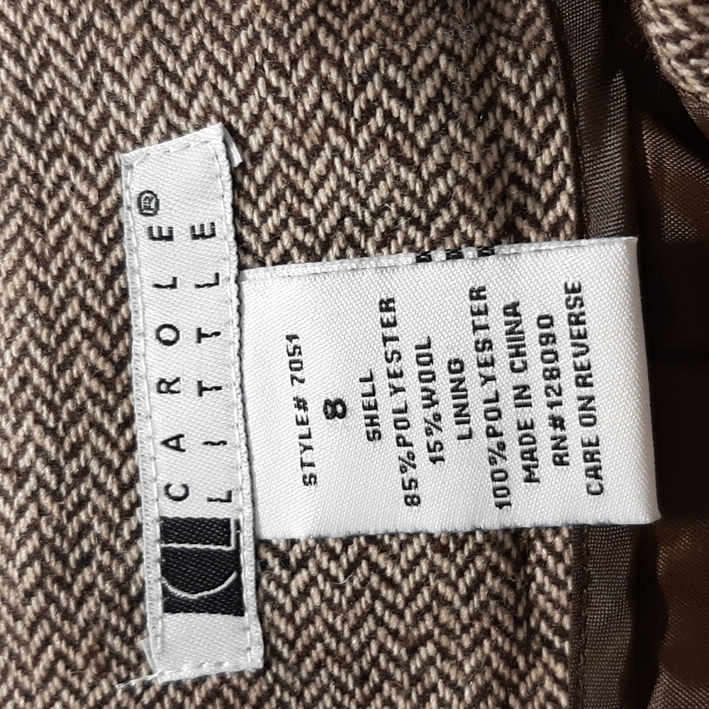 Brown/Tan Tweed Knee Length Wool Skirt, Size 8 - Picture 7 of 8